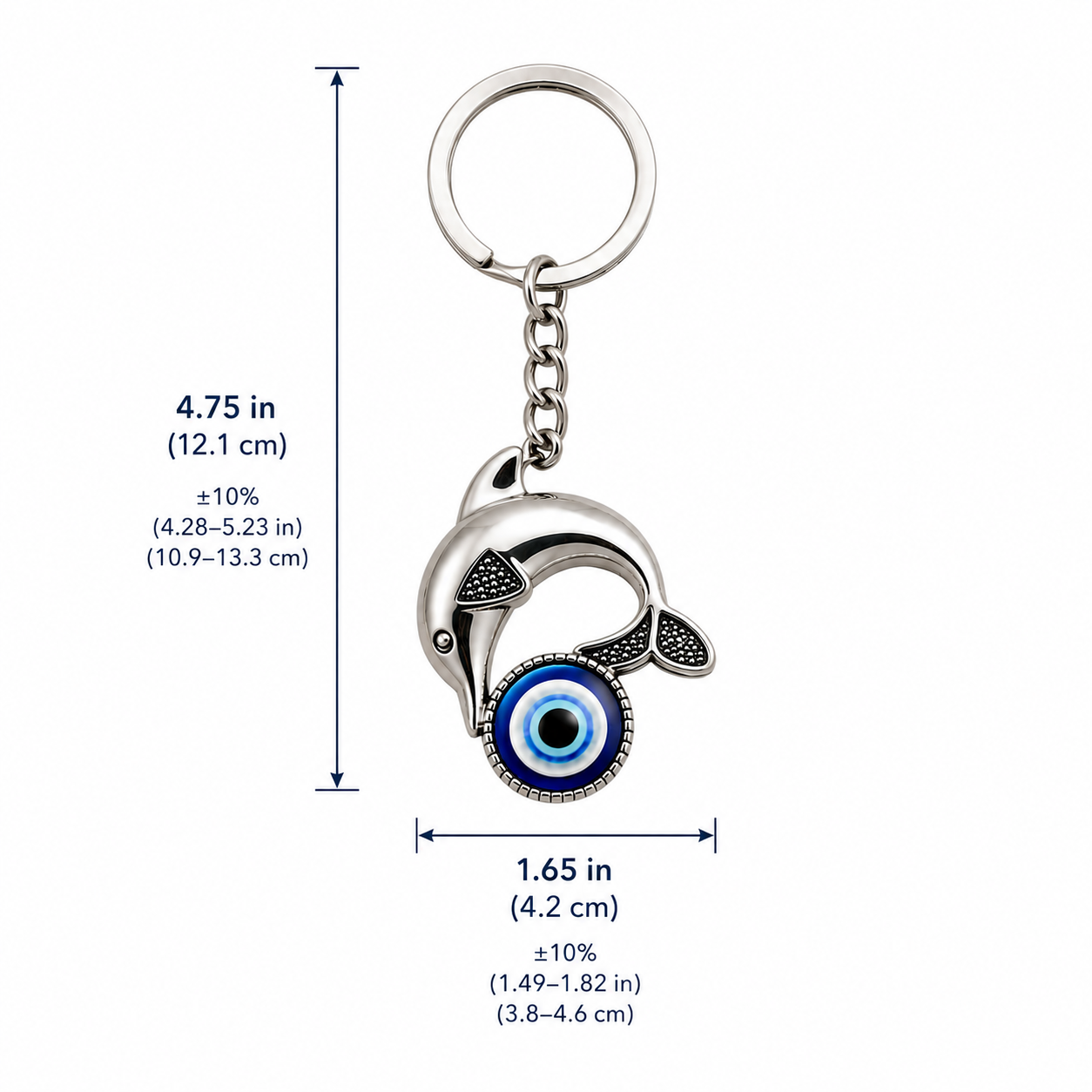 Dolphin Evil Eye Metal Keychain - Image 6
