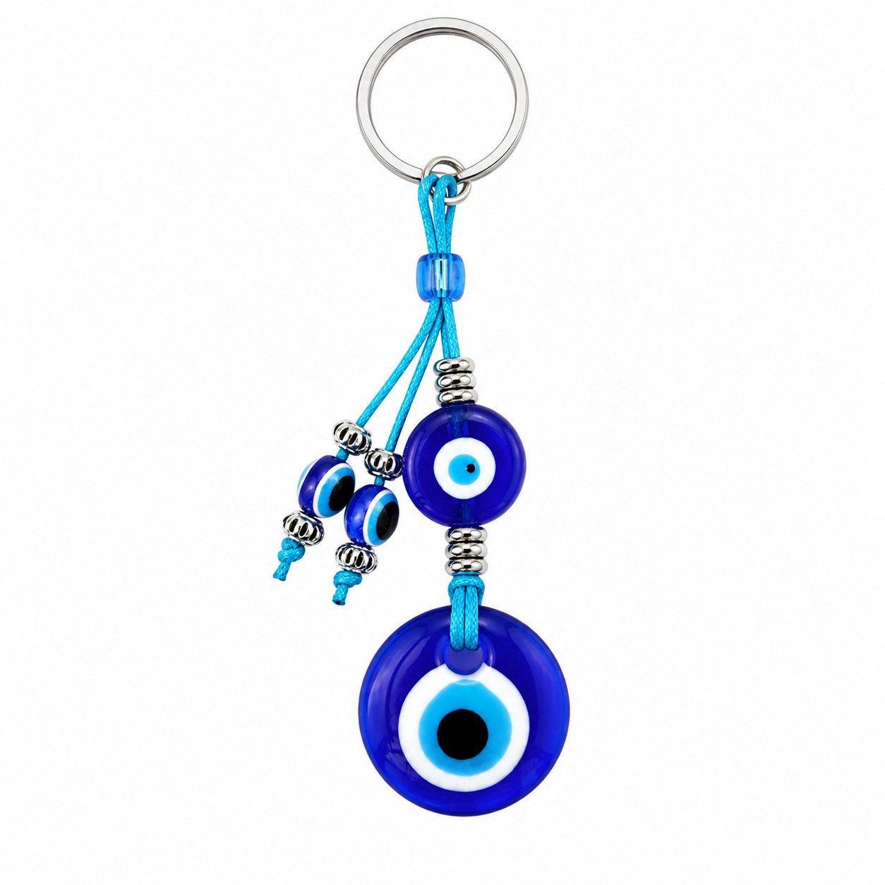 Blue Evil Eye Bead Charm Keychain - Image 7