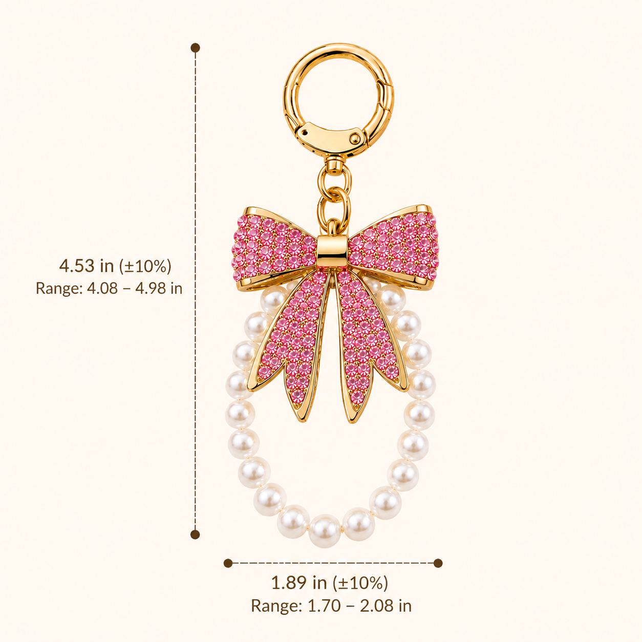 Pink Designer Bow Pearl Charm Keychain - Image 6