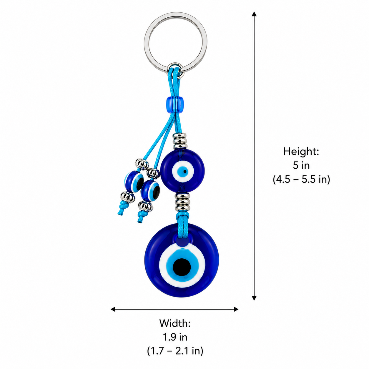 Blue Evil Eye Bead Charm Keychain - Image 6