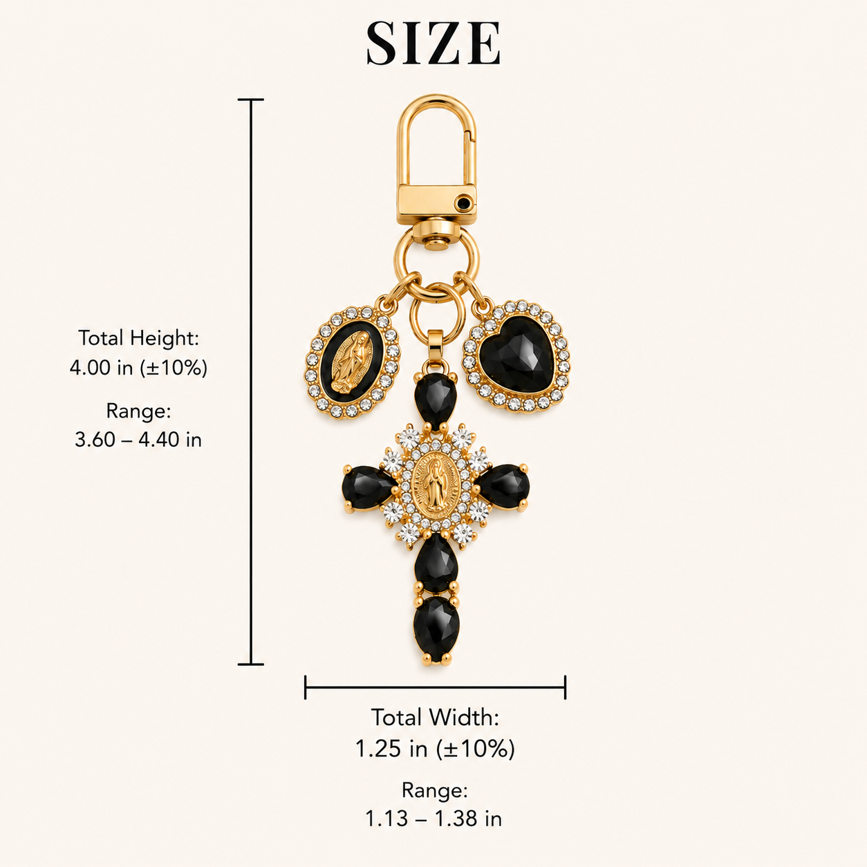 Black Crystal Cross Metal Keychain - Image 6