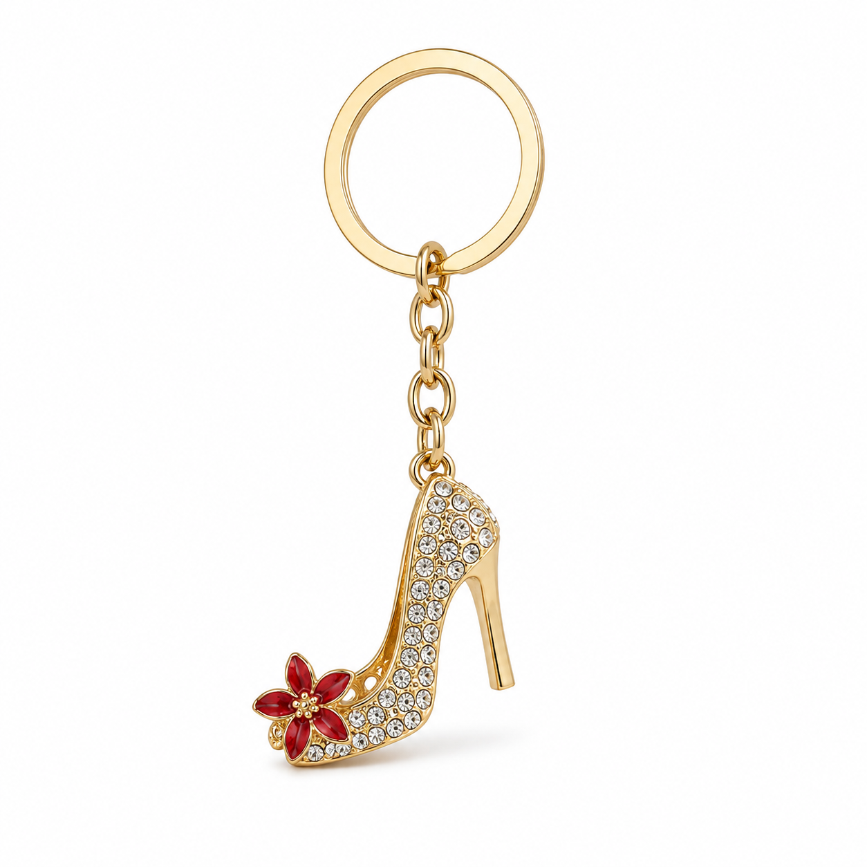 Decorative High Heel Shoe Metal Keychain with Crystal-Style Accents - Image 7