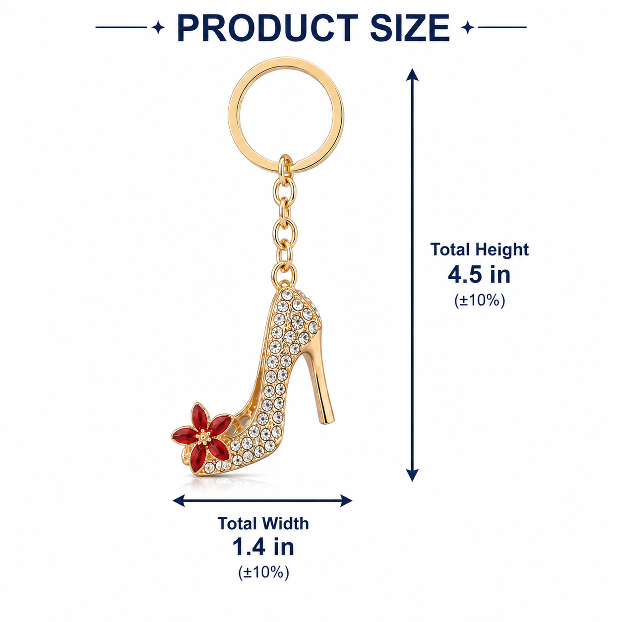 Decorative High Heel Shoe Metal Keychain with Crystal-Style Accents - Image 6
