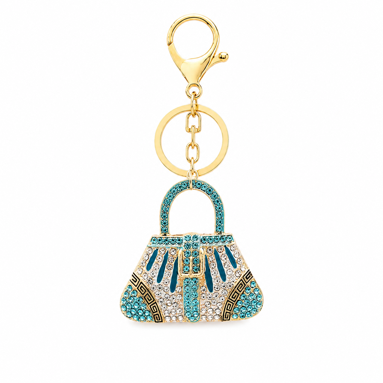 Decorative Handbag Metal Keychain with Crystal-Style Accents - Image 7