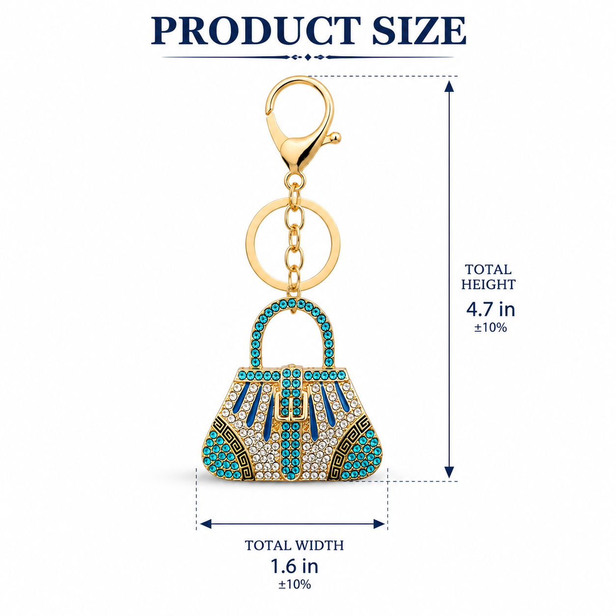 Decorative Handbag Metal Keychain with Crystal-Style Accents - Image 6