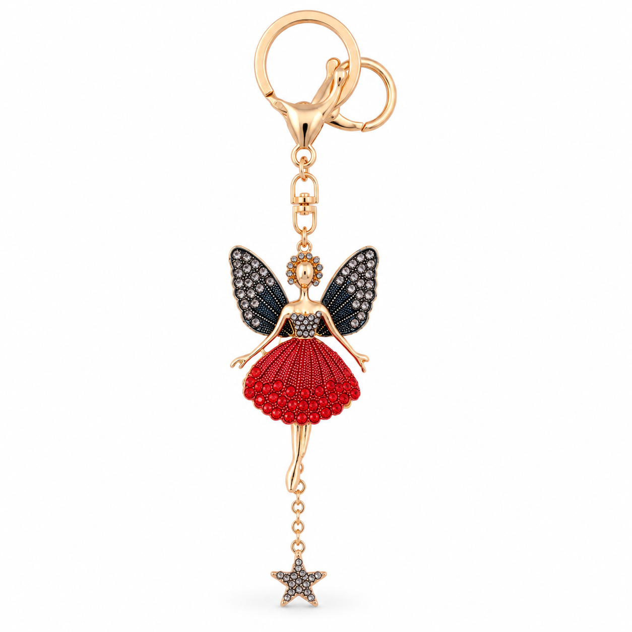 Red Fairy Decorative Metal Keychain with Star Charm - Image 7