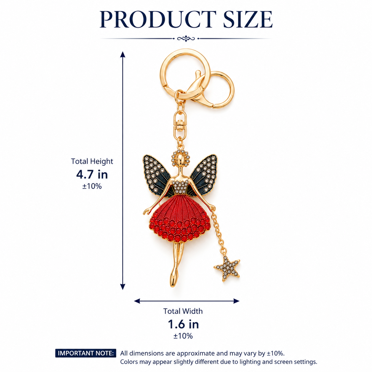 Red Fairy Decorative Metal Keychain with Star Charm - Image 6
