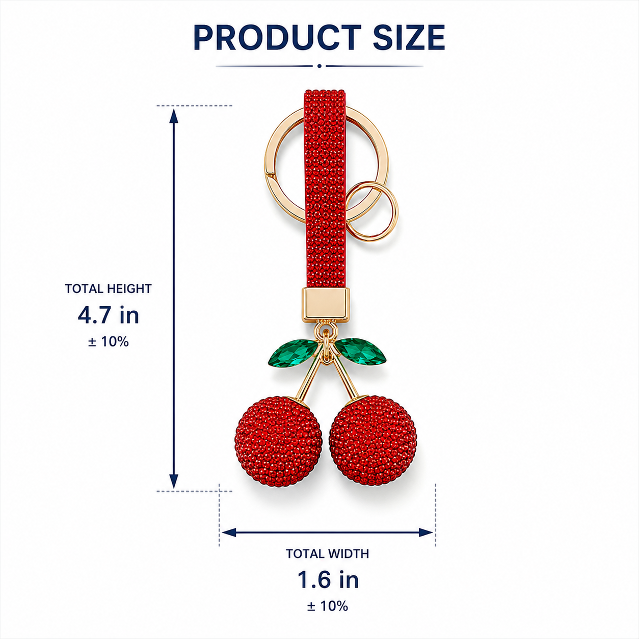 Red Cherry Decorative Metal Keychain - Image 6