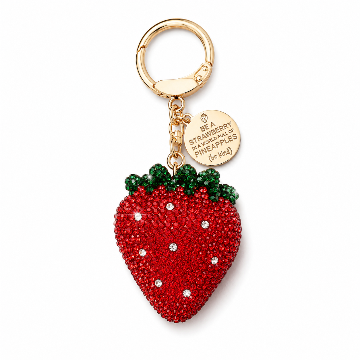 Strawberry Decorative Metal Keychain with Inspirational Charm - Image 7