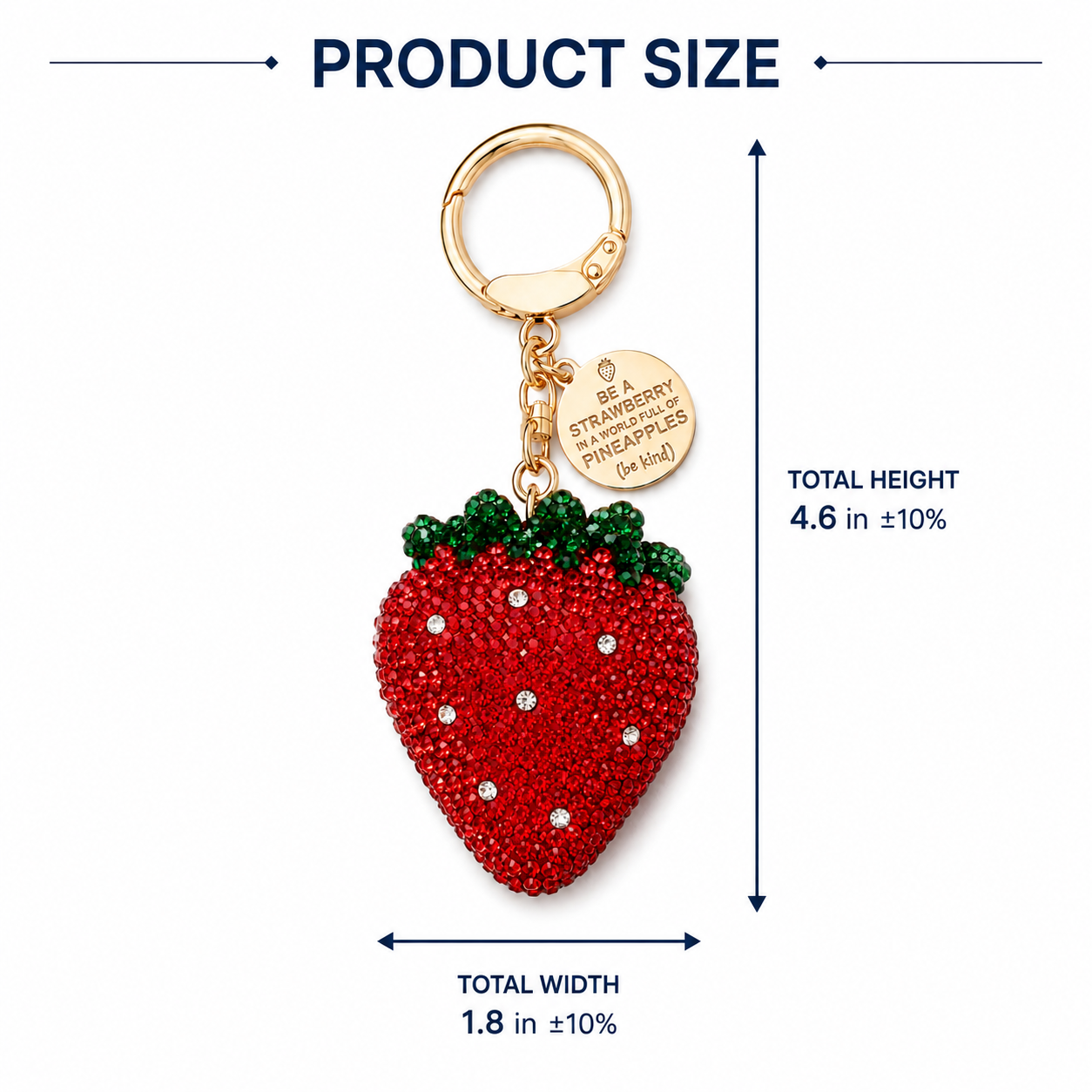 Strawberry Decorative Metal Keychain with Inspirational Charm - Image 6