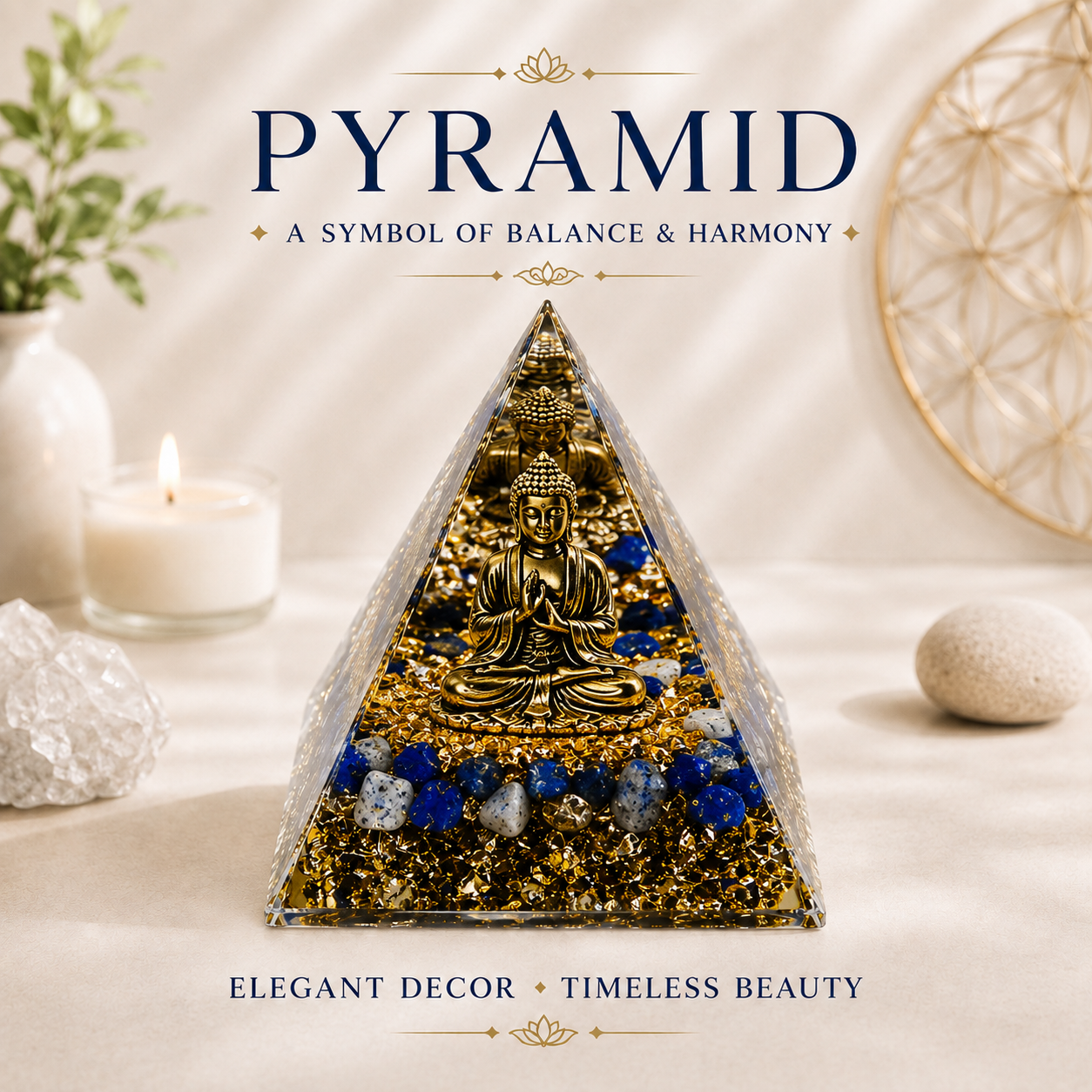 Buddha Resin Pyramid Desk Display – 6cm
