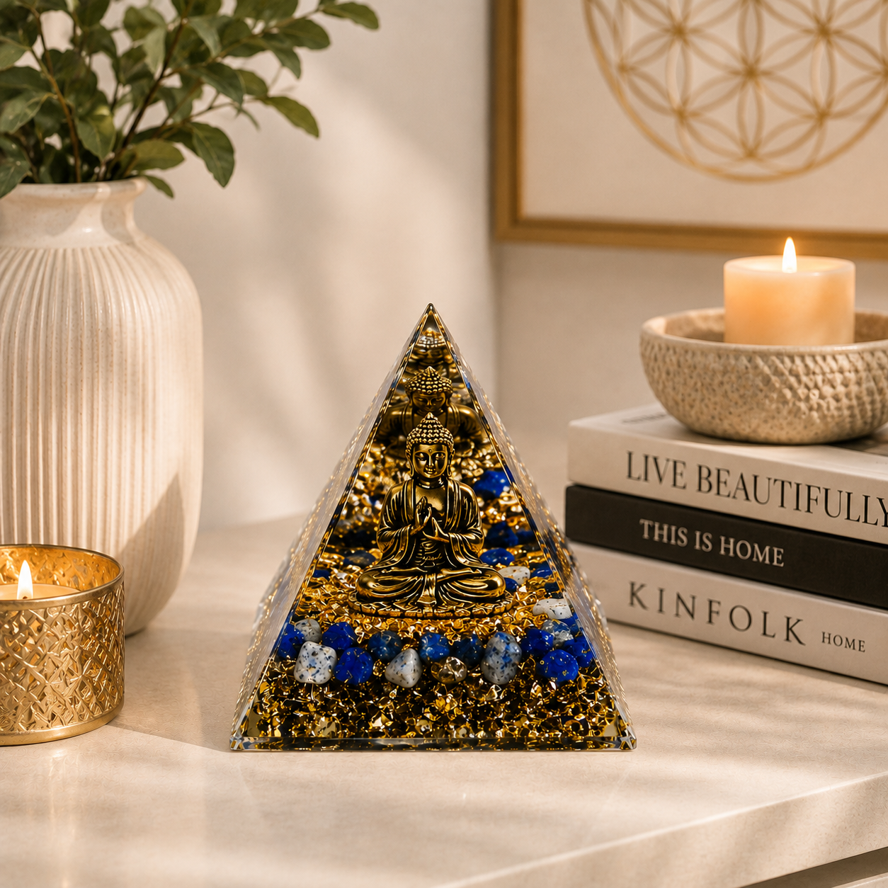 Buddha Resin Pyramid Desk Display – 6cm - Image 2