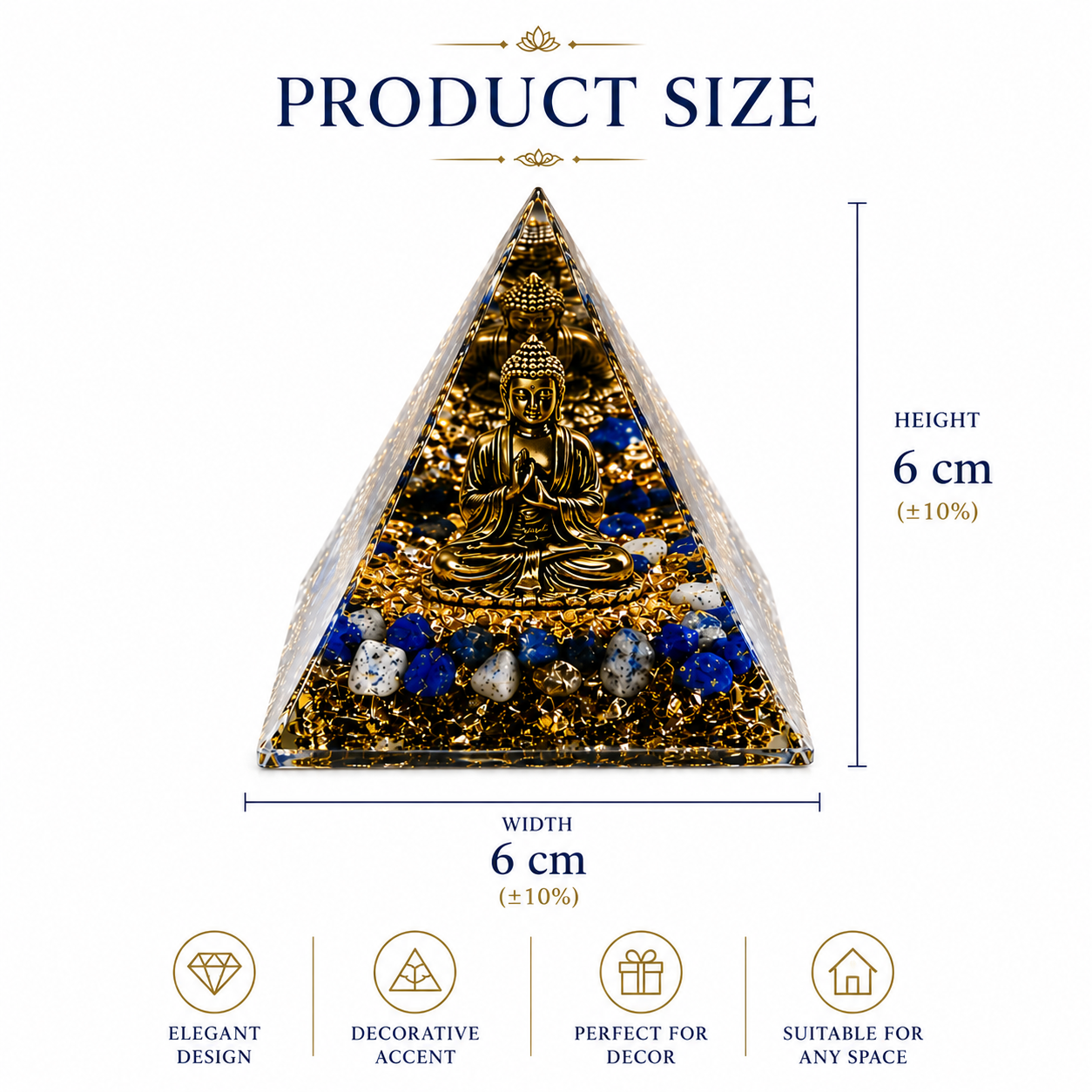 Buddha Resin Pyramid Desk Display – 6cm - Image 5