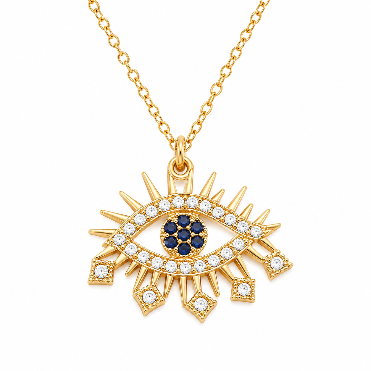 Evil Eye Necklace with Blue & Clear Crystal-Style Pendant - Image 7