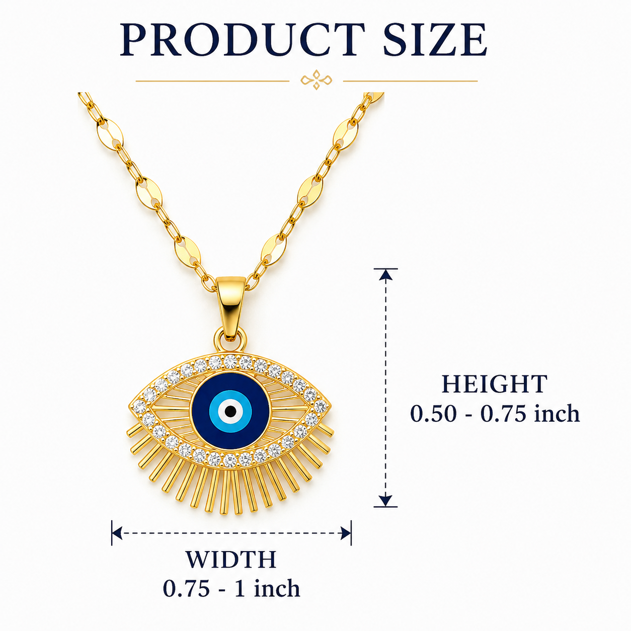 Evil Eye Necklace with Blue Center & Crystal-Style Sunburst Pendant - Image 6