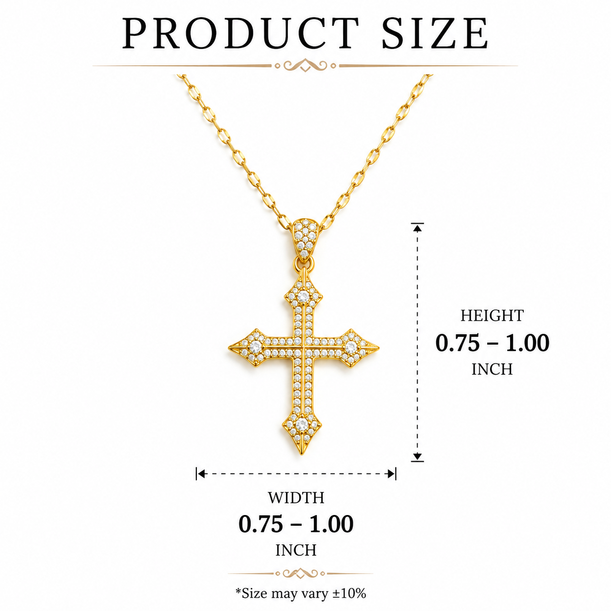 Cross Pendant Necklace with Crystal-Style Accents - Image 6